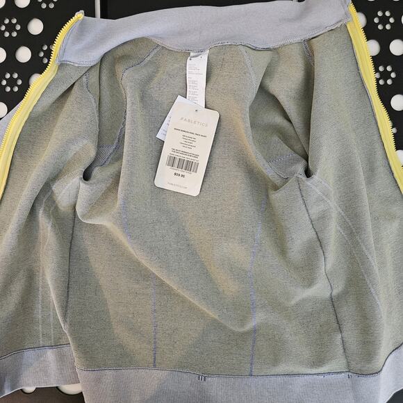 Fabletics Winnie Seamless Panel Track Jacket in Gray Yellow | Women's Small - Picture 8 of 16